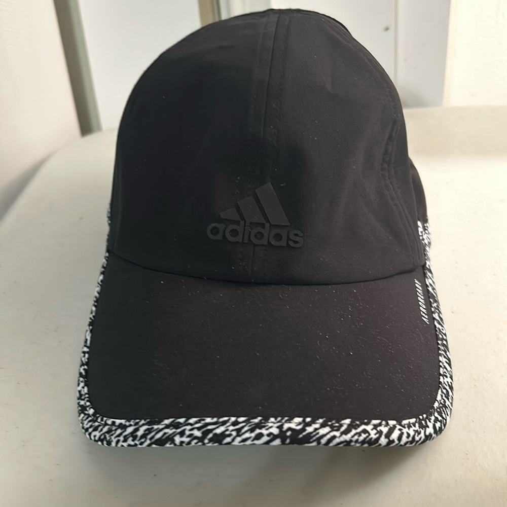 Adidas Aeroready Women’s Black Adjustable Ballcap With Zebra Print Accents